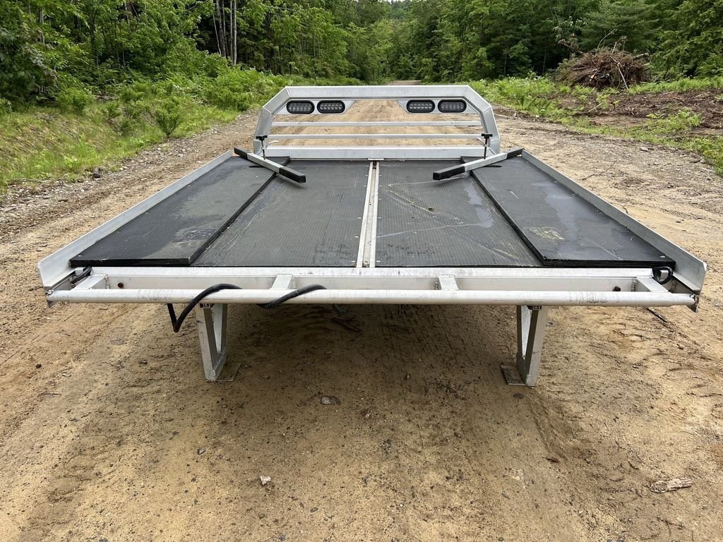 2022 Sno Pro 7 ft Sled Deck – Quad Ply Decking – Straight rear view of the sled deck showing the sliding side rails