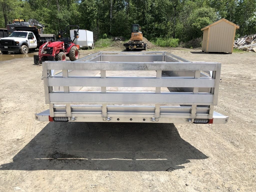 2022 Mission 6 × 12 ft Utility Trailer – Rear Ramp – Full rear view of the trailer showing the upright ramp and integrated lights