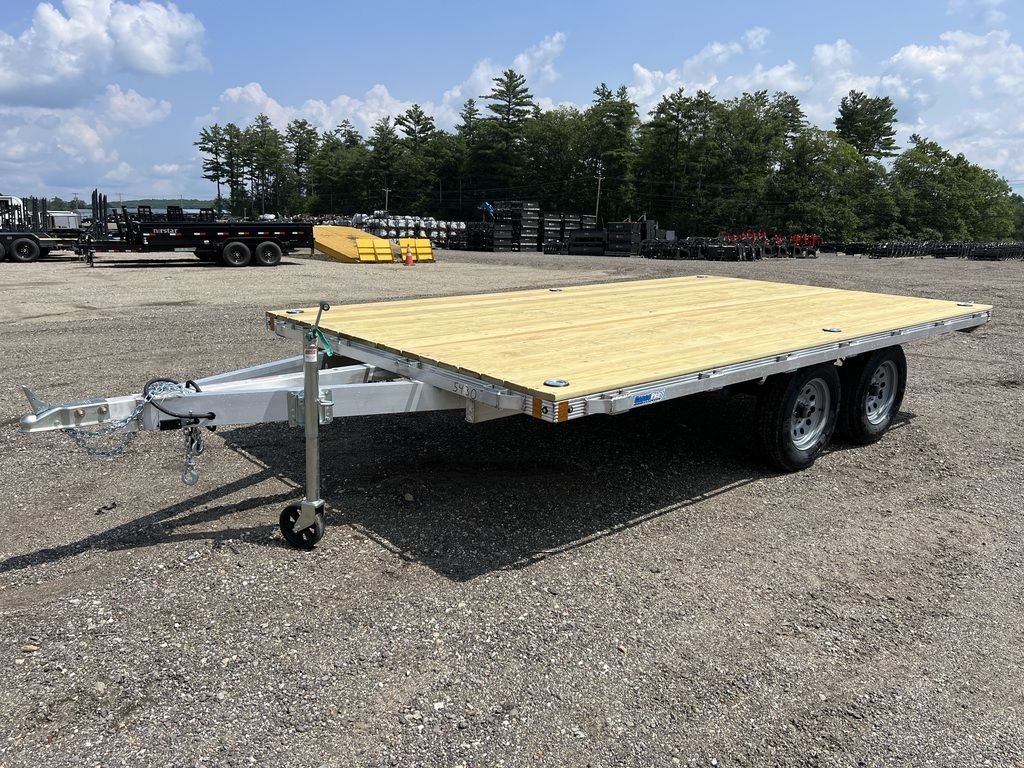 2024 Cargo Pro 101 in Deckover Trailer – Aluminum – A front three-quarter view of an empty aluminum deck-over equipment trailer outdoors