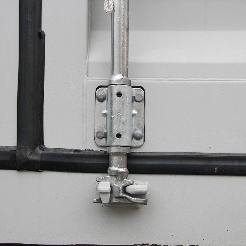 40ft High Cube Shipping Container – 4 Side Doors + End Access – close-up of container door locking rod and rubber seals