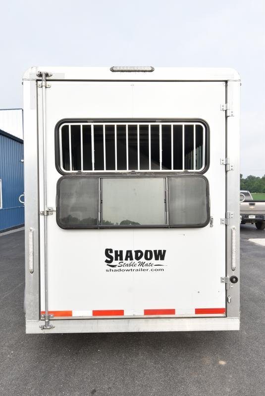 2021 Shadow 3 Horse Trailer – Fold-In Tack Wall – Rear view of the horse trailer showing the single back door closed