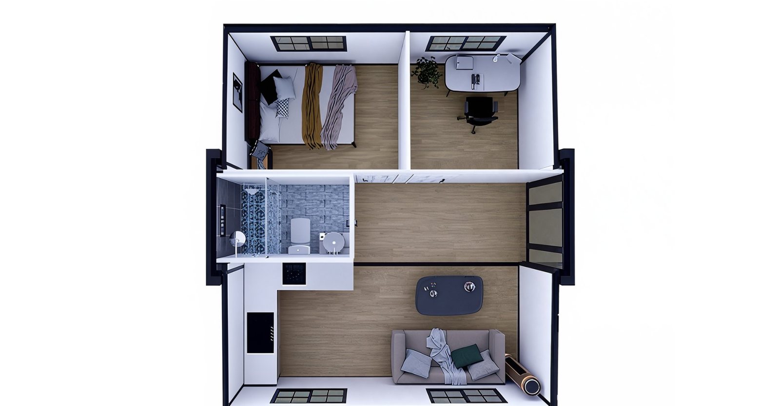 20ft Expandable Container Home – 2-Bedroom Beach-Side Cabin – 20FT Expandable Container Home — 2 Bedroom Beach-Side Cabin | 385 SF — 19ft 4in x 20ft 8in expanded — New in new condition (7)