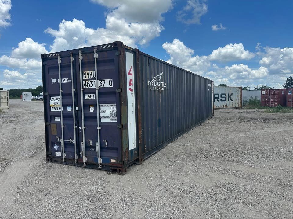 45ft High Cube Shipping Container – Extended Cargo Space – three-quarter exterior view of long container with cargo doors closed