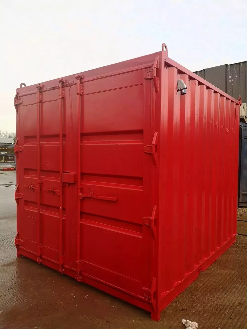 10ft Bespoke Steel Storage Container – Rigging Loft & Tackle Store – three-quarter exterior view of red container with doors closed