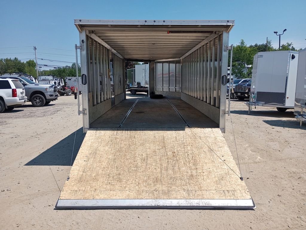 Mission Trailers 22 ft Snowmobile Trailer – 4-Place – View from the rear looking into the trailer with the ramp door fully lowered