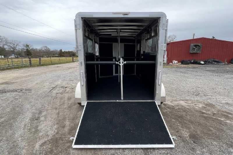 2023 Shadow 2HSSR 2 Horse Trailer – Extended Box – Rear view of horse trailer with the loading ramp lowered
