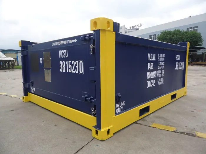 10ft Half-Height Offshore Container – Open Top, Single Swing Door – three-quarter exterior view of half-height container with closed doors