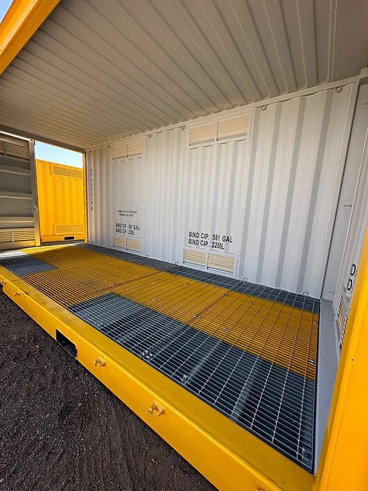 20ft Dangerous Goods Container – Bunded Floor and Ventilation – empty container interior with grated floor and wall vents (12)