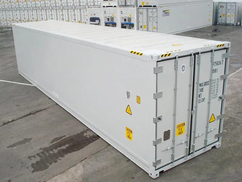 20ft High Cube Refrigerated Container – Adjustable Cold Storage – elevated three-quarter exterior view of refrigerated container with closed doors