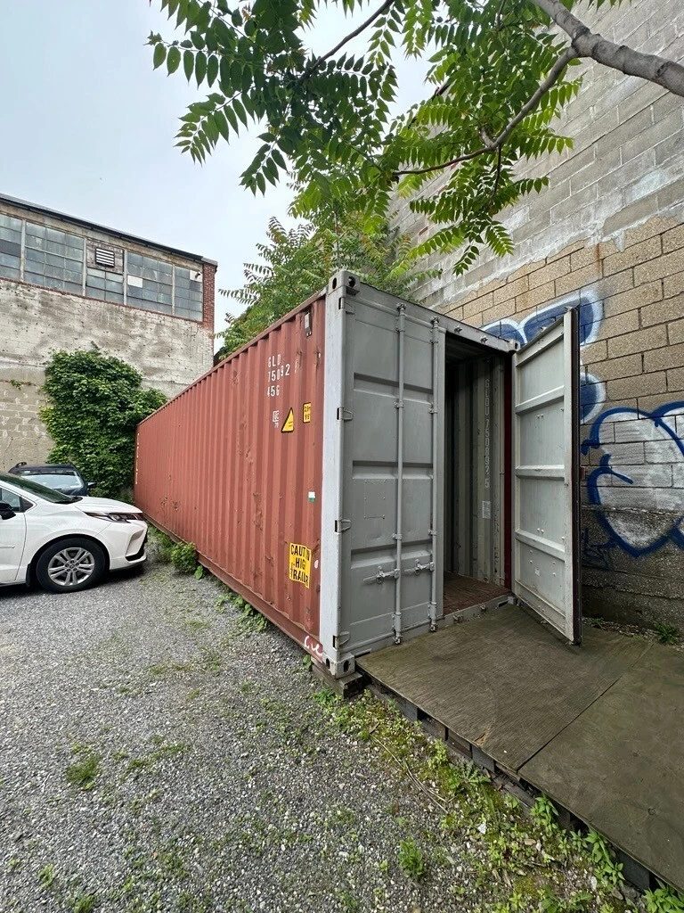 40ft High Cube Shipping Container – Used, Double Rear Doors – three-quarter exterior view with one cargo door open