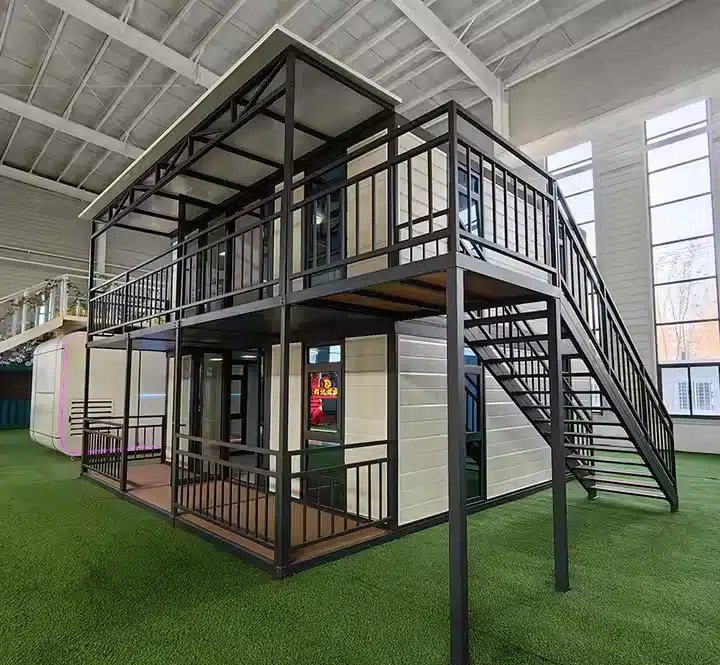 4-Bedroom Two-Story Container Home – Balcony, 2 Baths – 4 Bedroom 2 Story Luxury Modular Container Home Villa – Fully Furnished Prefabricated Portable House with Balcony — 20ft — new in new condition (5)
