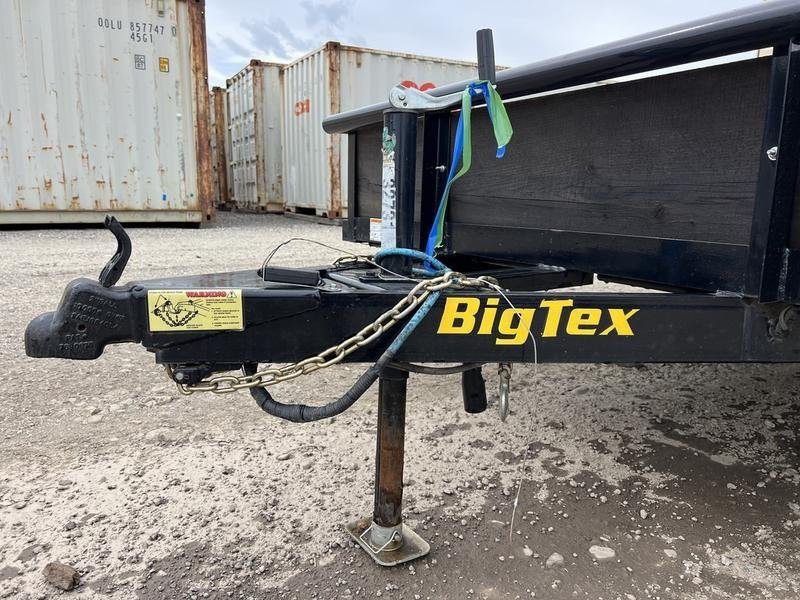 2021 Big Tex 16 ft Utility Trailer – Ramp Gate & Spare – Close-up of the trailer tongue, coupler, safety chains, and manual jack