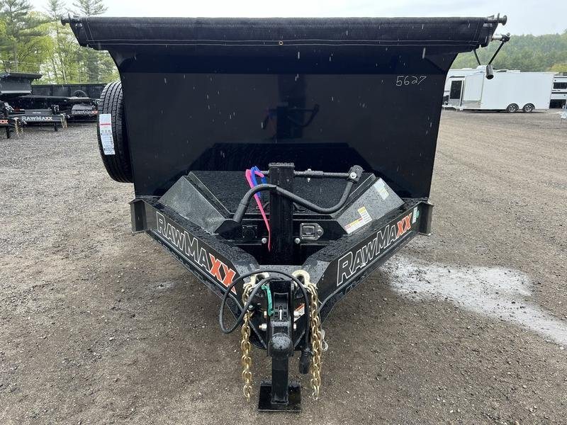2024 RawMaxx 16 ft Dump Trailer – Tarp Kit – Direct front view of the trailer tongue and coupler