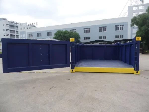 10ft Half-Height Offshore Container – Open Top, Single Swing Door – half height open top container with end gate open