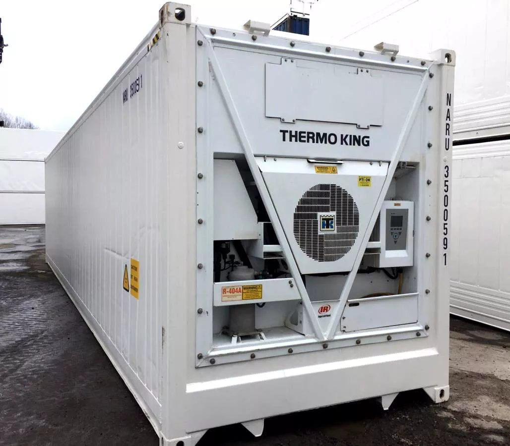 40ft High Cube Reefer Container – Deep-Freeze Cold Storage – three-quarter exterior view of refrigerated container with cooling equipment