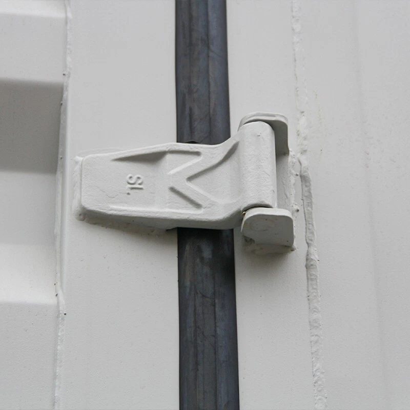 40ft High Cube Shipping Container – 4 Side Doors + End Access – close-up of container door hinge and rubber seal