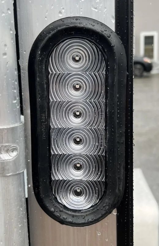 2024 Mission Trailers Crossover Trailer – Galvanized Package – Close-up of a vertical LED tail light on the trailer frame