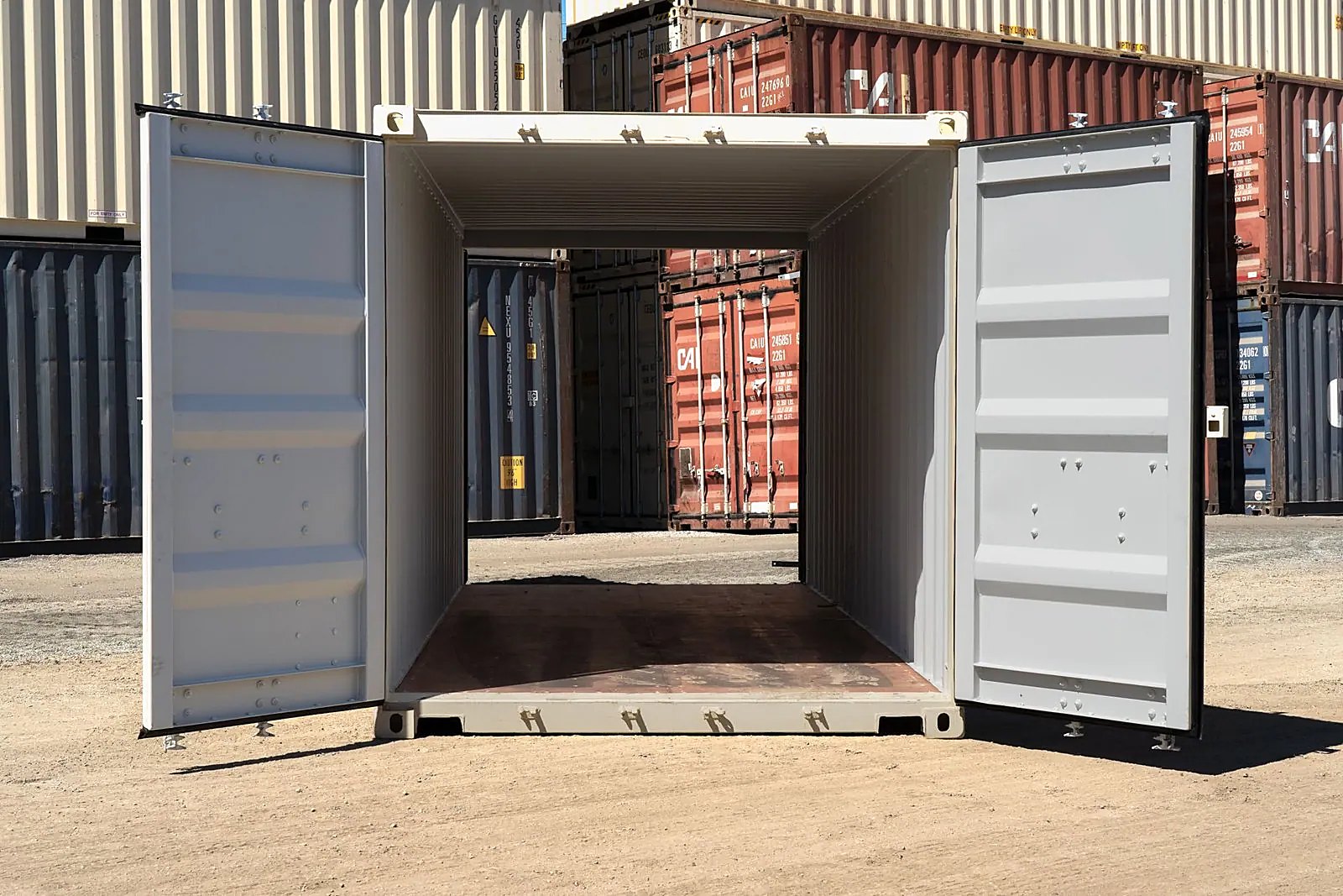 20ft New Shipping Container – Double-End Doors – open cargo doors showing empty container with both ends open