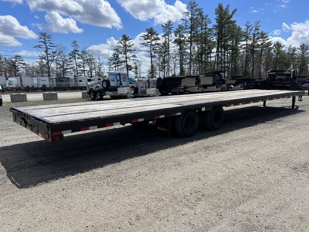 2023 Big Tex 40 ft Equipment Trailer – Slide-Out Ramps – Wide rear three-quarter view of the trailer deck with ramps stowed away