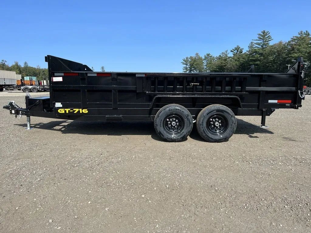 2024 Griffin Trailers 16 ft Dump Trailer – Telescopic – A straight-on side profile view of the passenger side of the trailer
