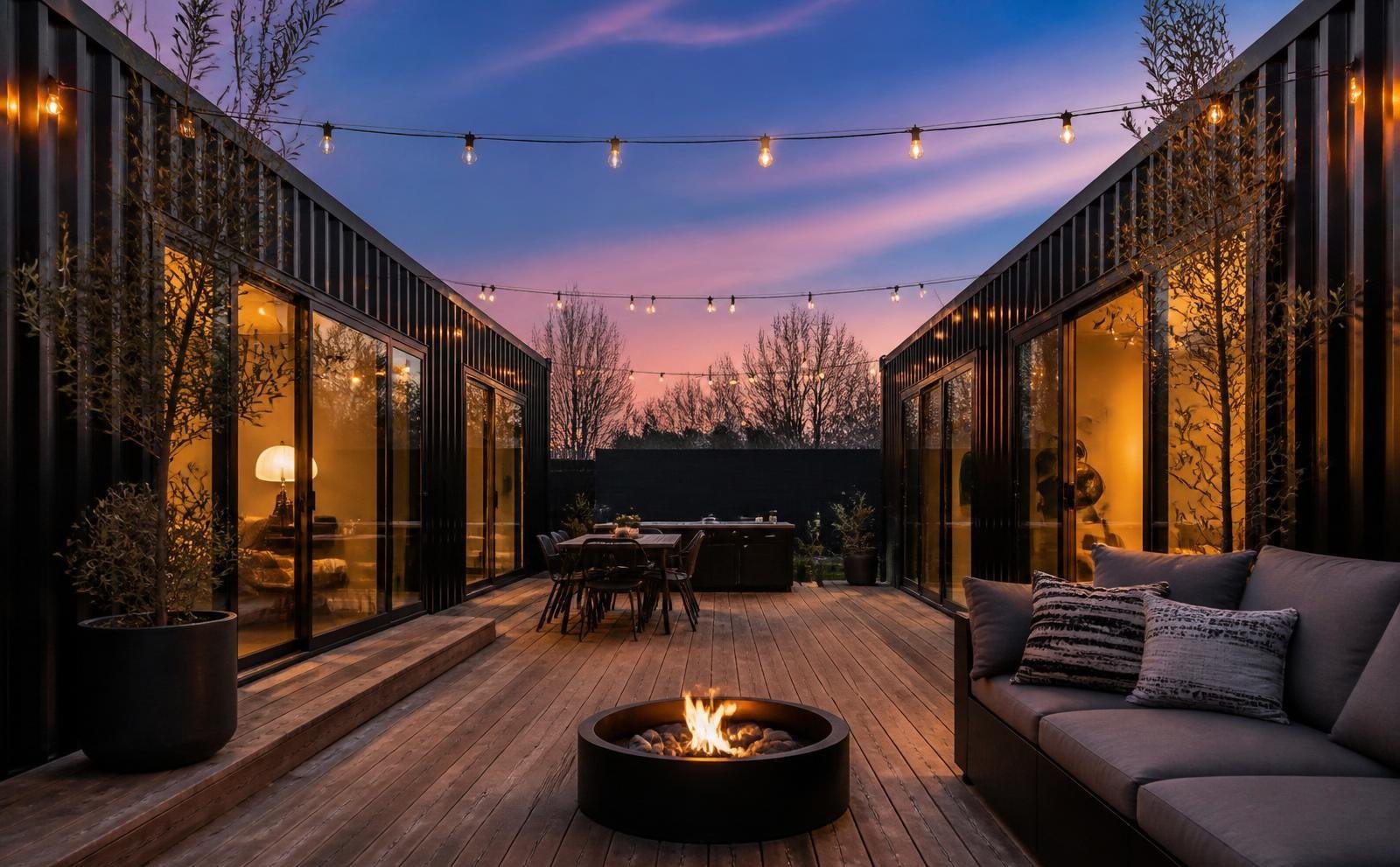 Three-Module Container Home – Trinity, 2 Bedrooms – Trinity 100ft U-Shape Modular Container Home — 2 Bedroom, 2 Bathroom, Central Deck (Two 40ft + One 20ft) — 100ft — new in new condition (7)