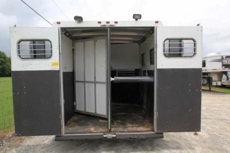 2003 Sundowner 2 Horse Trailer – Dressing Room – Open rear double doors showing the interior horse transport area