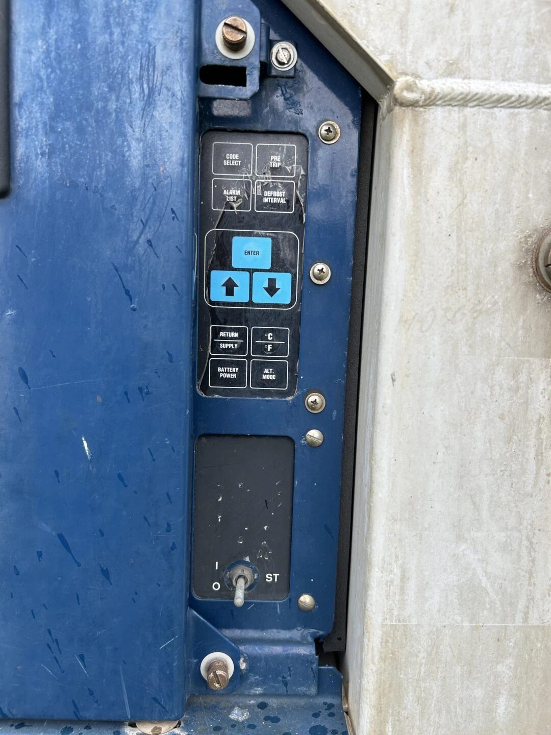 40ft High Cube Refrigerated Container – Insulated Storage – close-up of refrigeration control buttons and power switch