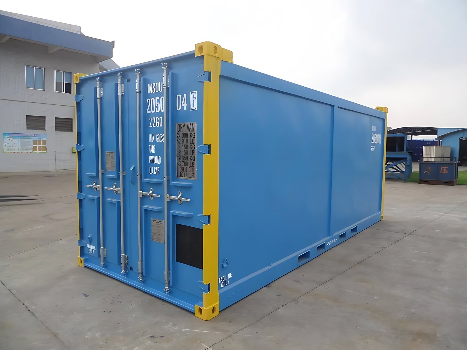 20ft Offshore Storage Container – DNV-Certified Lifting Slings – three-quarter exterior view of offshore container with closed cargo doors