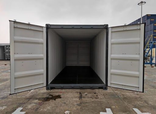 20ft High Cube Shipping Container – Double-End Doors – open cargo doors revealing empty interior and closed opposite doors