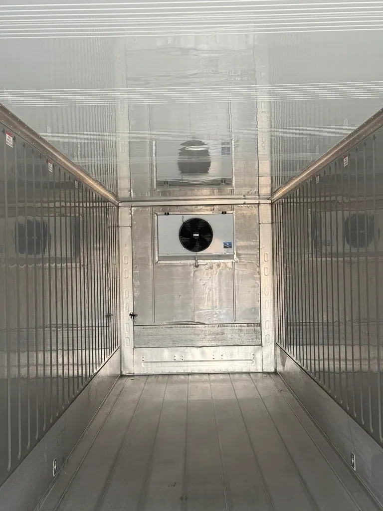 40ft High Cube Refrigerated Container – 5HP Single-Phase – empty refrigerated container interior with wall-mounted cooling fan