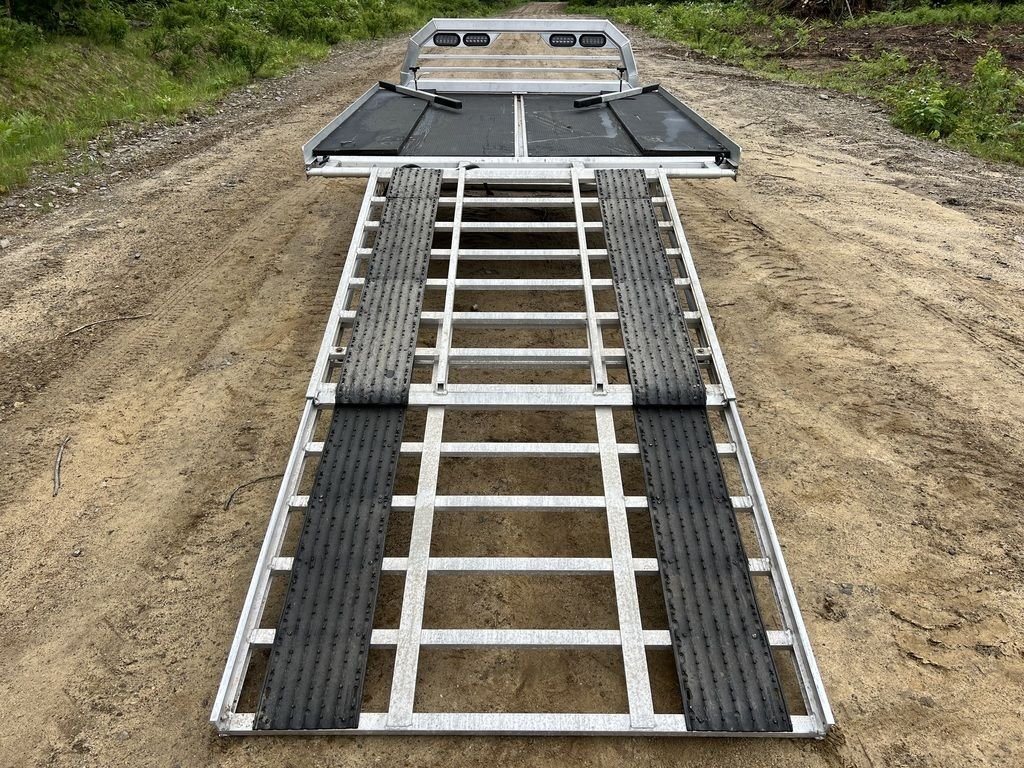 2022 Sno Pro 7 ft Sled Deck – Quad Ply Decking – Straight on rear view looking up the ramp towards the sled deck