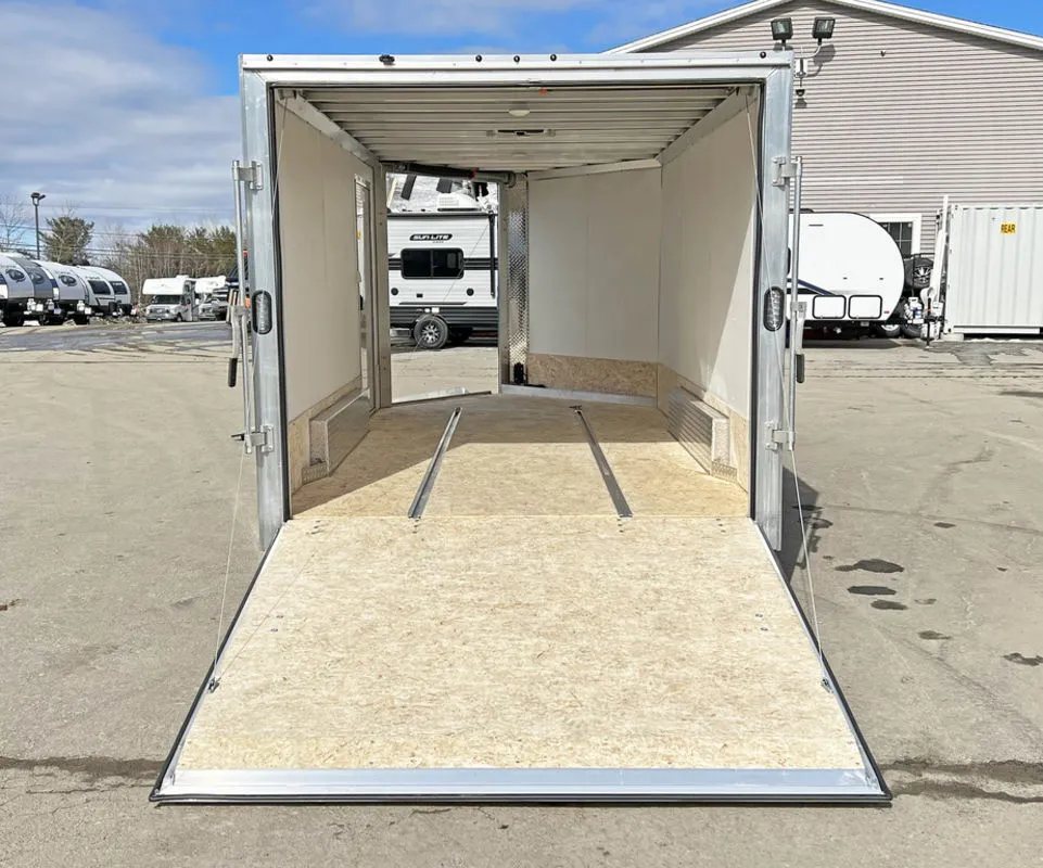 2023 High Country 14 ft Trailer – Blue, Drive-Through – The rear ramp door fully lowered showing the wide entry into the trailer