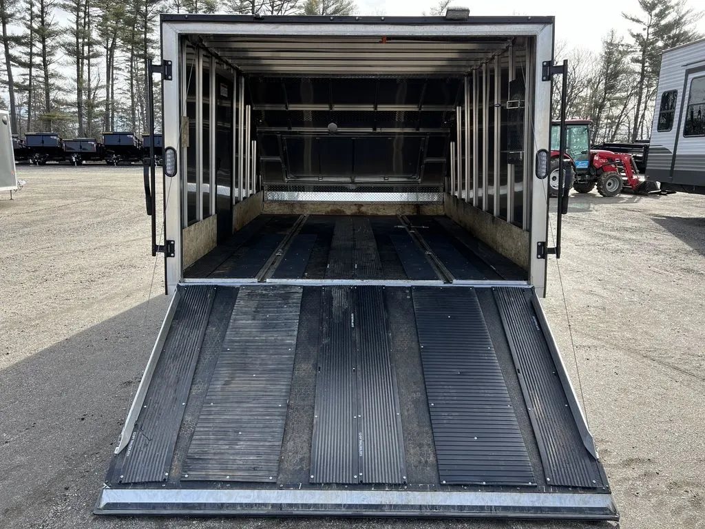 2021 Mission Trailers 2-Place Hybrid – Blackout Package – Direct rear view of the open ramp door leading to the interior