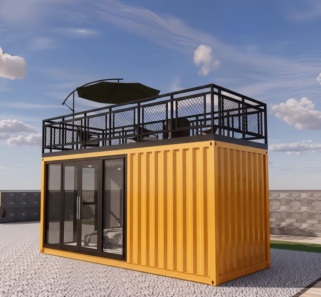 20ft Container Home – 1 Bedroom, Rooftop Terrace – High Quality 20ft Prefab Shipping Container House — matching rear-side gallery view