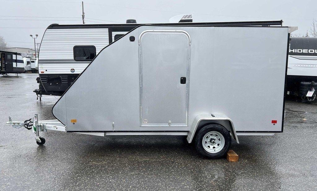 2024 Mission Trailers Crossover Trailer – Galvanized Package – Full side view showing the passenger side and side entry door