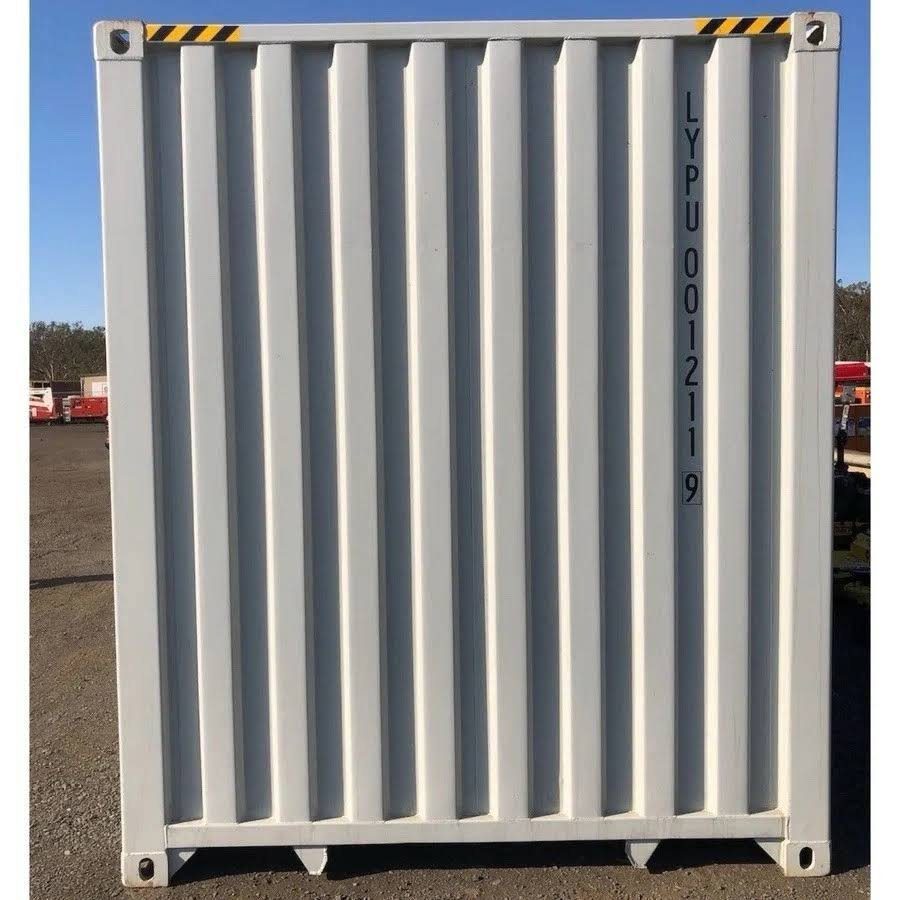 40ft High Cube Shipping Container – 4 Side Doors + End Access – straight-on exterior view of corrugated container end wall