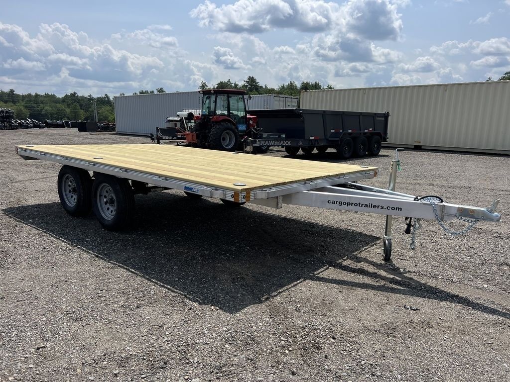 2024 Cargo Pro 101 in Deckover Trailer – Aluminum – Three-quarter view from the front passenger side of the aluminum deck-over trailer