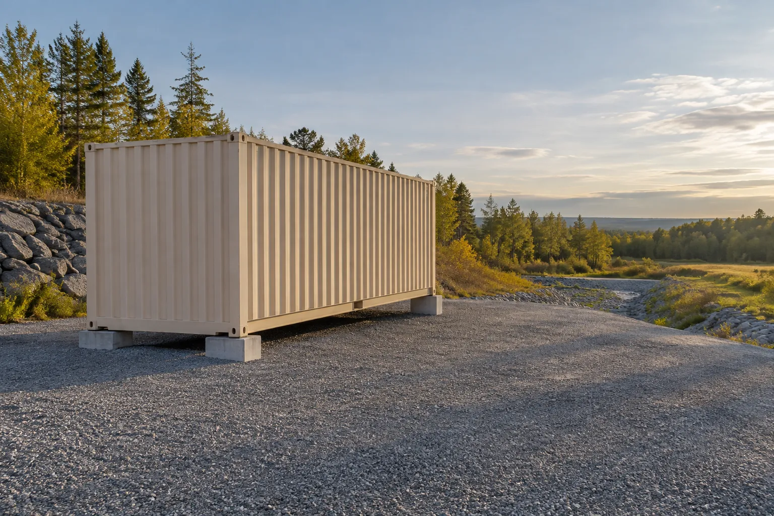 Alternative higher storage location considered against shipping container elevation cost